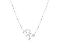 Silver Initial Letter Necklace R SPE-5558